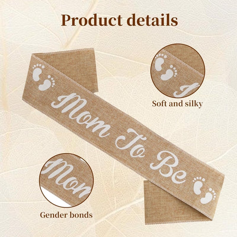 ECNHIVE 3 Pcs Mom-to-be Sashes Set, Moms to Be Sash, Mommy to be, and Dad-to-be Pin, Gender Neutral Baby mommy to be sash for baby shower - Image 4